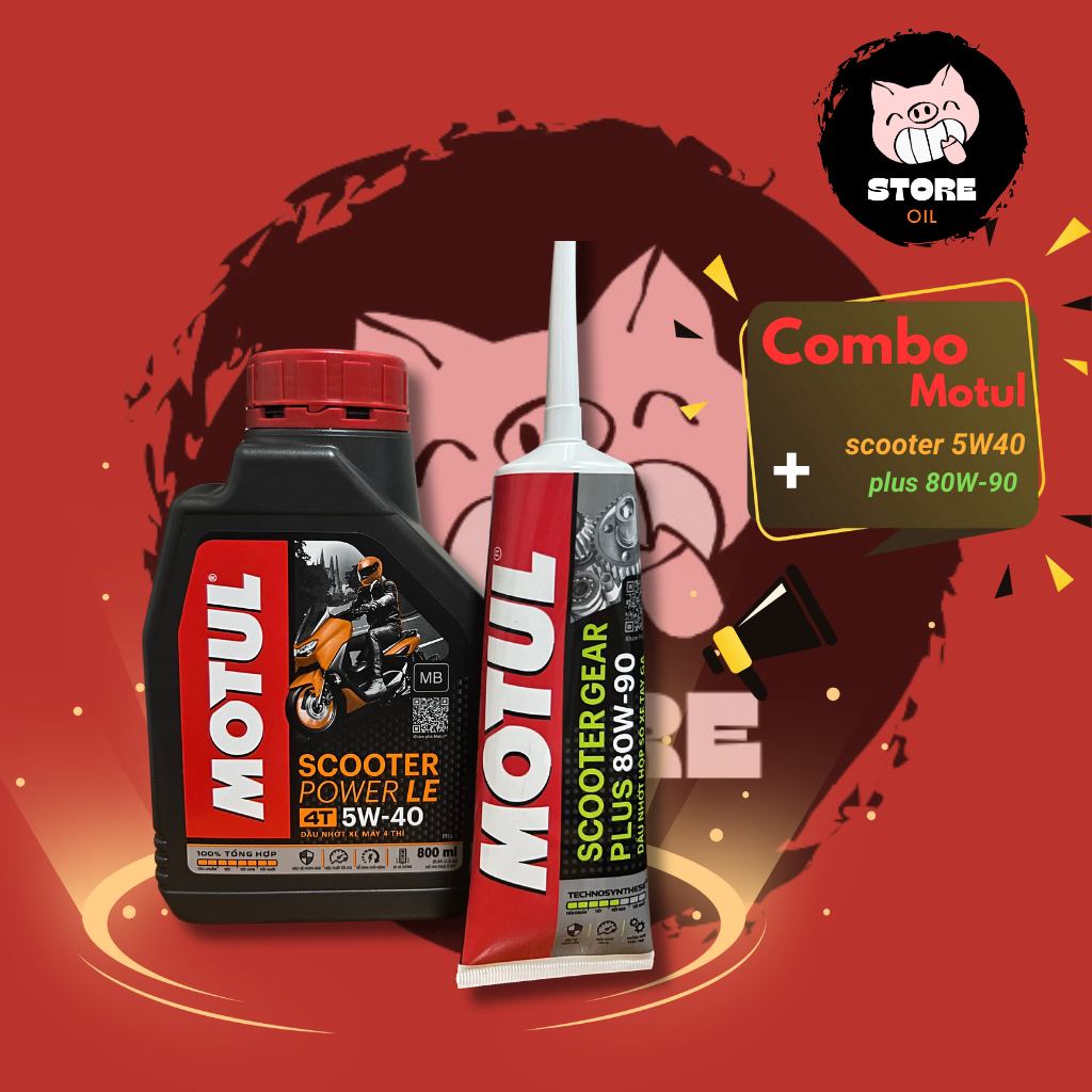 Nhớt xe tay ga MOTUL POWER LE 800ML (Nhớt tổng hợp 100%) + nhớt hộp số Motul 120ML