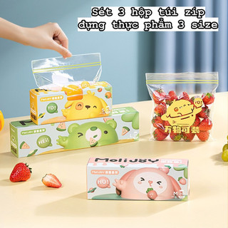 Set 3 hộp túi zip bảo quản thực phẩm