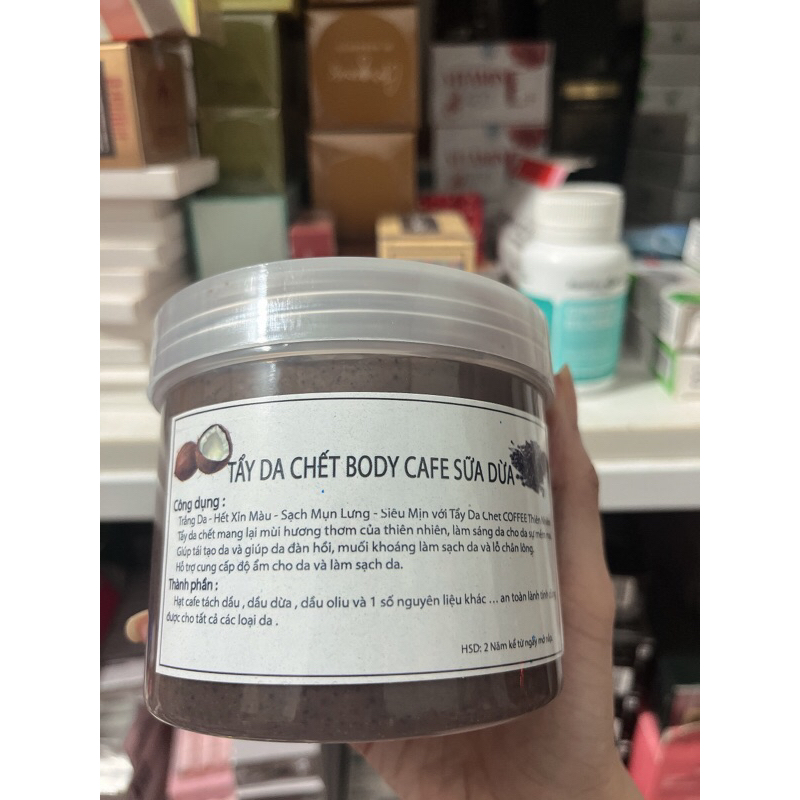 Tẩy Body Cafe Sữa Dừa Hũ 500g