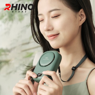 Quạt cầm tay mini siêu mát Rhino F301 tích điện với 3 mức độ gió, lượng cao kèm dây treo
