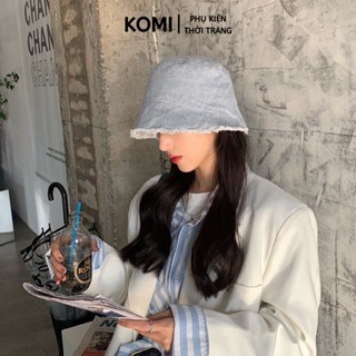 Mũ bucket thời trang KOMI nón tai bèo nam nữ denim rách vành cụp trẻ trung năng động
