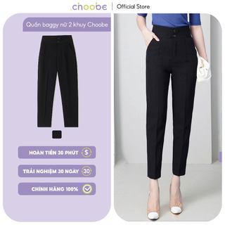 Quần baggy nữ Choobe 2 khuy lưng cạp cao đồ công sở đẹp màu đen đi học form chuẩn tôn dáng Q38