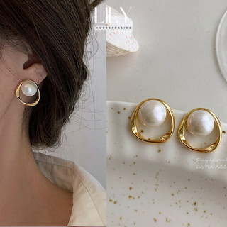  Khuyên Tai Nữ Mặt Tròn Đính Hạt Ngọc Trai Nhân Tạo Retro LILY #V49 