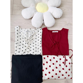 Set chấm bi cổ tim