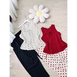 Set chấm bi cổ tim
