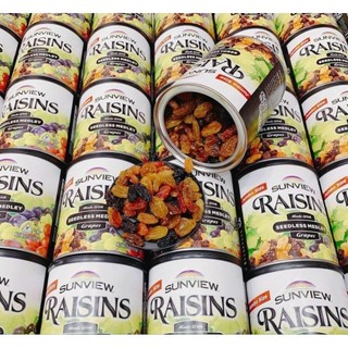 Món ăn vặt nho khô lon raisin 425gr/lon
