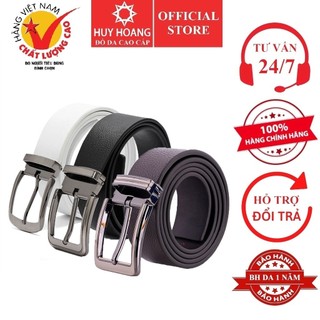 Thắt lưng nam Huy Hoàng da bò đầu kim màu trắng, đen, nâu HP4107-08-09