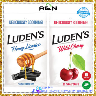 Kẹo ngậm Luden's Throat Drops mật ong cam thảo và cherry