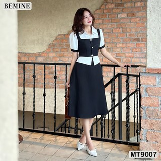 Đầm thiết kế giả yếm tay phồng dáng xoè  BEMINE MT9007