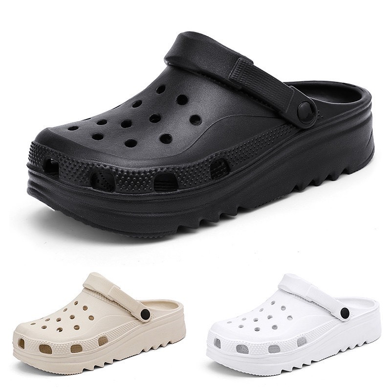 Dép Sục Lỗ Nam Đế Cao 4cm Đi Mưa Siêu Nhẹ - Dép Sục Cá Sấu Nam Lỗ Thoáng Khí Đi Biển Chống Trượt - SL056