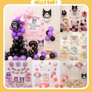 Set bóng trang trí sinh nhật hình Kuromi - My Melody kèm số tuổi xinh xắn cho bé