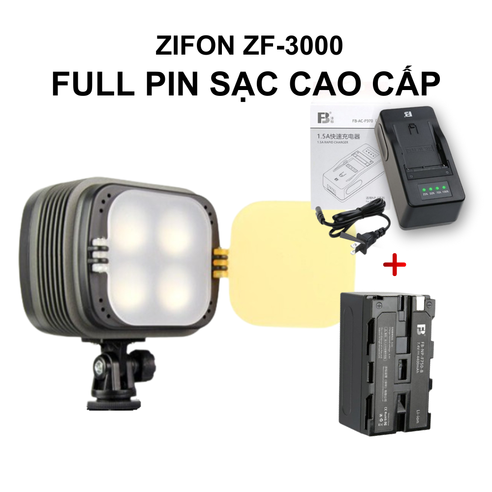 Đèn Led ZIFON ZF-3000 cơ động - siêu sáng full pin sạc