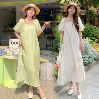 Đầm bầu thời trang dạo phố chất liệu voan lụa hai lớp HE1233