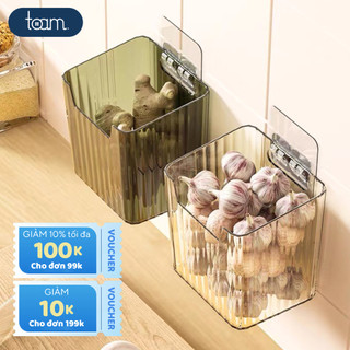 Hộp đựng hành tỏi TOAM tránh ẩm mốc chất liệu nhựa PET kèm miếng dán treo tường, Hộp đựng đồ khô, đồ dùng nhà tắm