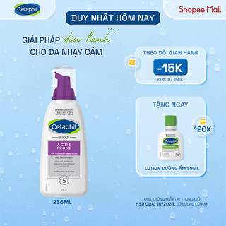 Sữa rửa mặt tạo bọt mịn dịu lành cho da dầu mụn nhạy cảm CETAPHIL PRO ACNE PRONE/OIL CONTROL FOAM WASH