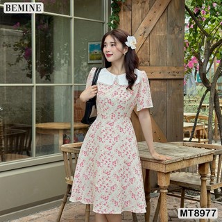 Đầm thiết kế cổ tròn đính ren tay cánh tiên BEMINE MT8977