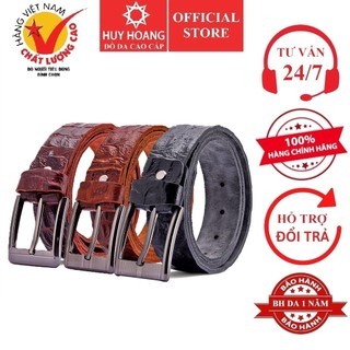 Thắt lưng nam da bò vân cá sấu 4p màu da, đen, nâu hp4122-23-24