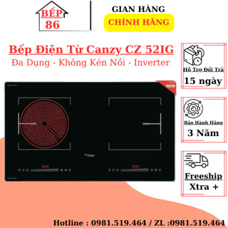 Bếp điện từ Canzy 52IG | Bếp 1 từ 1 hồng ngoại | Inverter tiết kiệm điện | Bảo hành chính hãng 3 năm