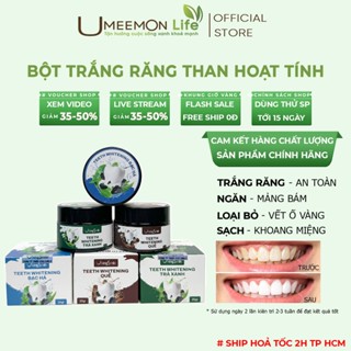 Bột trắng răng bột than hoạt tính UMEEMON làm trắng răng khử mùi hôi miệng loại bỏ mảng bám, tẩy vết ố vàng cho răng
