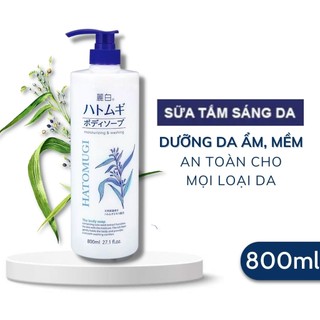 Sữa Tắm Chiết Xuất Ý Dĩ Làm Sáng Da Hatomugi Moisturizing & Washing 800ml