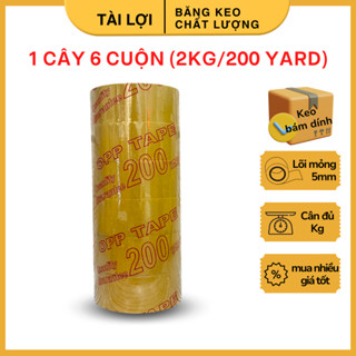  Băng Keo ĐỤC SÁNG  VÀNG băng dính 200Yard 4F8 4.8cm 2KG  1 Cây 6 Cuộn  đóng hàng dán thùng bám dính chịu lực tốt 