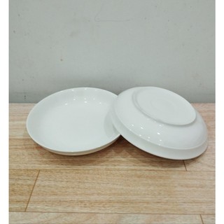 Dĩa sứ trắng ngấn size 20cm, dĩa lót 15cm