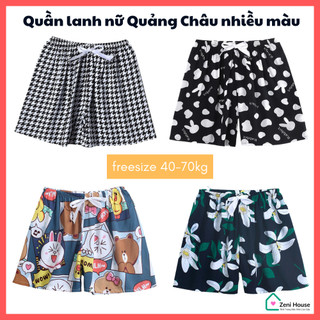 quần lanh nữ mặc nhà,quần đùi lanh lưng thun chất lanh lụa Quảng Châu mát mềm mịn,quần đùi nữ mùa hè freesize 40-70kg