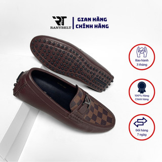 Giày lười nam da bò RANYBELT GIÀY NAM CAO CẤP êm ái, đế cao su chống trơn RT20 màu nâu caro