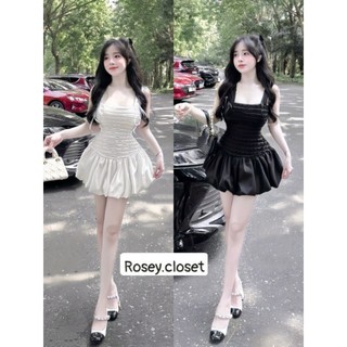 Váy 2 dây nơ vai chun eo có đệm ngực (kèm quần bảo hộ)_HÀNG LOẠI 1, PHOM CHUẨN,Đầm 2 dây thiết kế tiểu thư/Roseycloset