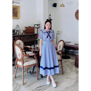 Set kẻ xanh phối viền - hàng thiết kế