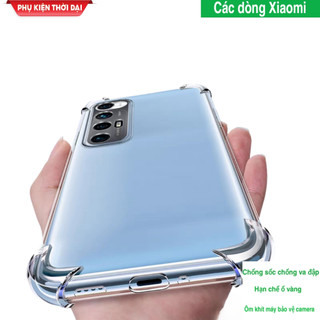 Ốp lưng Xiaomi Mi 10s / 10 Ultra / Mi 11 5G / Xiaomi 12 / 12x / 12 Pro / 13 / 13 Pro / 13 Ultra dẻo trong suốt lồi 4 góc
