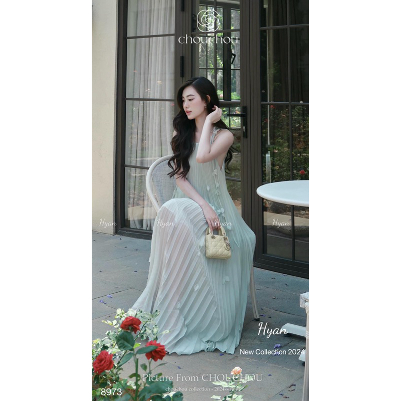 Váy maxi 2 dây nơ nữ tính