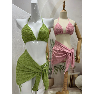  Bikini Đồ Bơi 3 Mảnh Kèm Khăn Quấn Eo Hình Thật Hương Mỹ Bikini