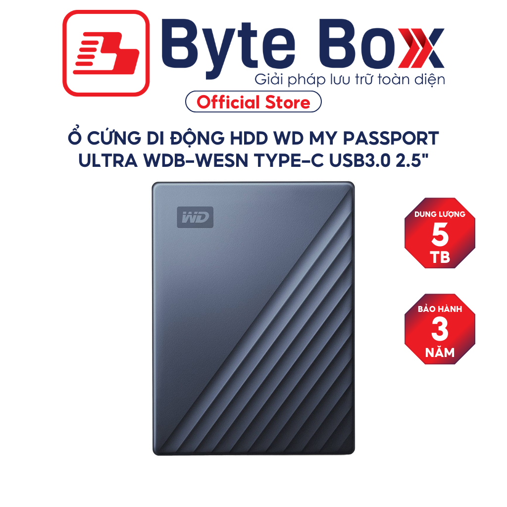 Ổ cứng di động HDD Western Digital My Passport Ultra WDB-WESN Type-C USB3.0 2.5" 1TB/2TB/4TB/ 5TB 5G