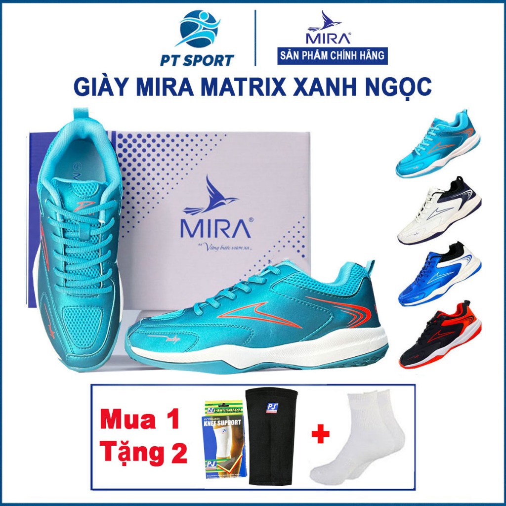 Giày Cầu Lông Mira Matrix | Chất Liệu Da, Đệm Đế EVA Giảm Chấn, Trợ Lực Êm Ái, Chơi Sân Bê Tông Tốt [Tặng Tất Dệt Kim]