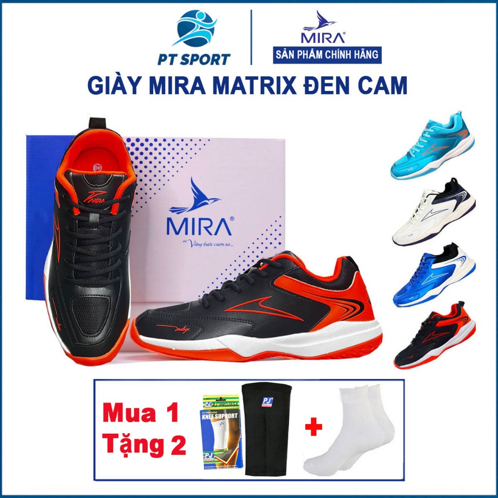Giày Cầu Lông Mira Matrix | Chất Liệu Da, Đệm Đế EVA Giảm Chấn, Trợ Lực Êm Ái, Chơi Sân Bê Tông Tốt [Tặng Tất Dệt Kim]