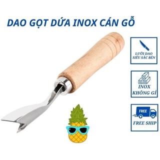 Dao gọt mắt dứa inox cán gỗ - Dụng cụ gọt mắt khóm thơm nhanh chóng an toàn tiện lợi