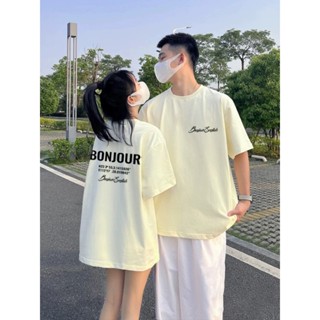 [MUA 2 ÁO TẶNG CHỨNG NHẬN TÌNH YÊU] ÁoThun đôi nam nữ Bonjour Unisex Form Rộng Tay Lỡ Cao Cấp Vải cotton 100%