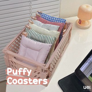 [Có sẵn] Puffy Coaster Handmade  - Lót cốc lót ly vải nhồi bông, phụ kiện chụp ảnh, decor xinh xắn
