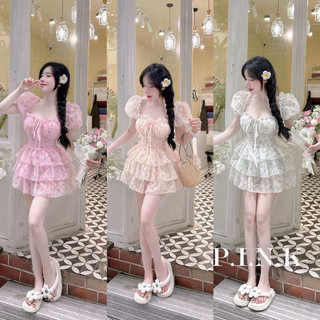 Đầm tiểu thư hoa nhí tay bồng, chân váy tầng xoè baby sẵn lót quần a37