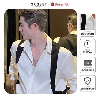 Áo Sơ Mi Nam Sọc Dài Tay GUSSET Chính Hãng Thiết Kế Vải Lụa Chéo Dày Dặn Phong Cách Hàn Quốc Mạnh Mẽ