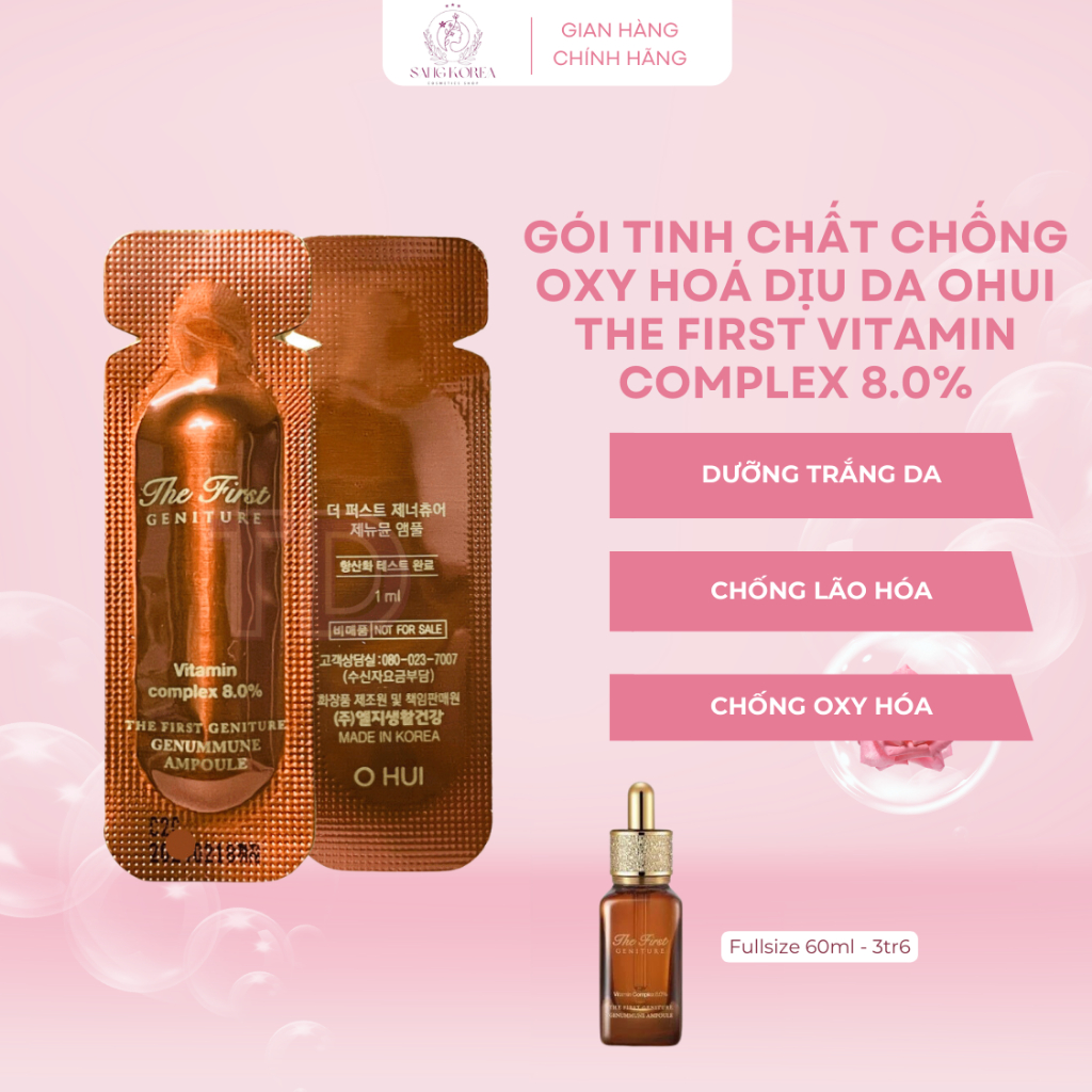 Gói Tinh Chất Chống Oxy Hóa Dịu Da Ohui The Frist Vitamin Complex 8.0% Giúp Tăng Độ Ẩm, Trắng Da Và 