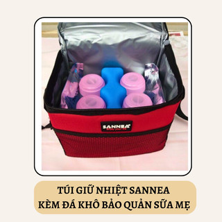 (TÚI GIỮ NHIỆT SANNEA+ 1 ĐÁ 2 SÓNG+2 ĐÁ GEL) Giữ Lạnh Từ 8-12 Tiếng Bảo Quản Sữa Và Đồ Ăn Không Bị Hư