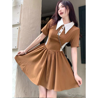 (Có bigsize)Đầm xoè đầm polo cổ bẻ đầm  tay ngắn cổ nhọn