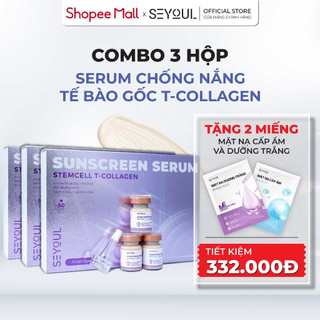 Combo 3 Hộp Serum Chống Nắng Tế Bào Gốc T-Collagen 21 Giờ SEYOUL - Tặng 2 Miếng Mặt Nạ Cấp Ẩm và Dưỡng Trắng