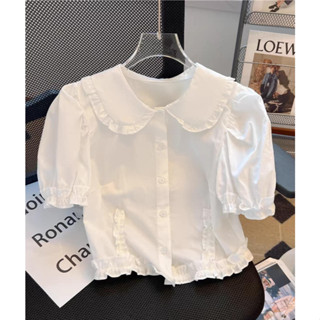 Áo sơ mi viền bèo phom cloptop Sm083