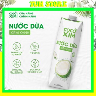 Hộp 1 lít nước dừa xiêm xanh cocoxim đóng hộp-tuh