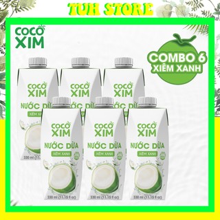  6 Hộp 330ml Nước Dừa Xiêm Xanh CoCoxim Đóng Hộp-TUH 