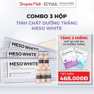 Combo 3 Hộp Tinh Chất Dưỡng Trắng Da Meso White SEYOUL - Tặng 2 Miếng Mặt Nạ Cấp Ẩm và Dưỡng Trắng