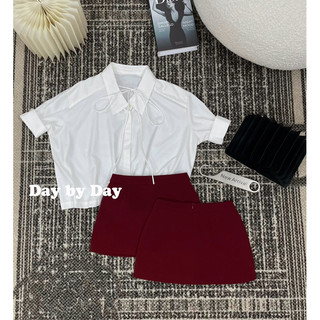 Set sơ mi  thắt nơ mix Cv đỏ